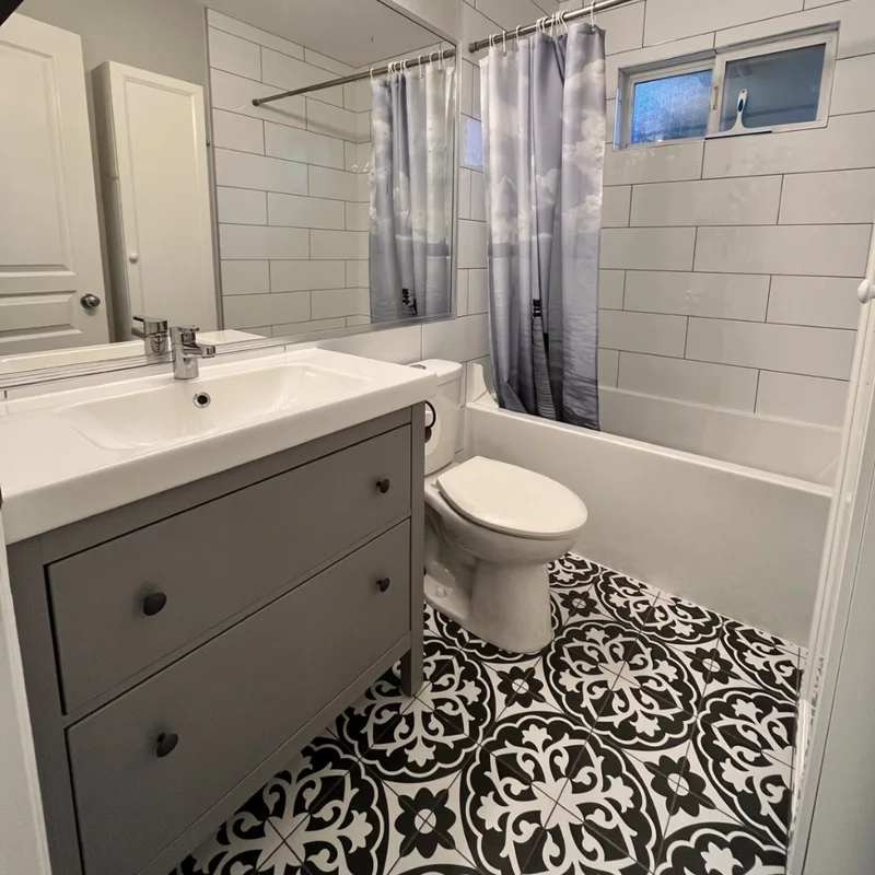 Finished interior bathroom renovation